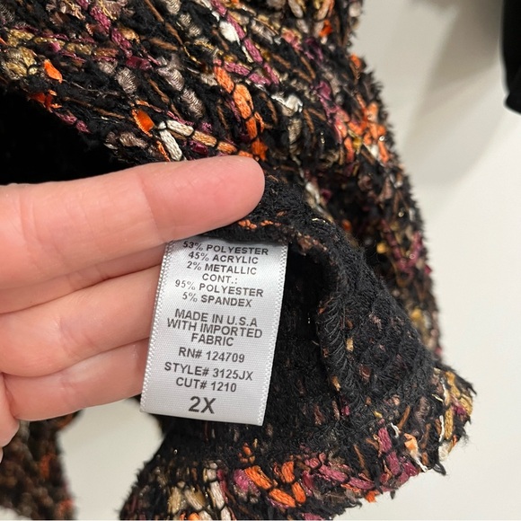 IC by Connie K Textured Chevron Zig Zag Button Front Jacket 2X Made in USA - Picture 11 of 11